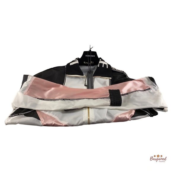 Authentic Versace White Black Pink Full Zip Nylon Jacket NWT - Size 42 - Picture 9 of 12